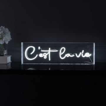 C'est La Vie Contemporary Glam Acrylic Box USB Operated LED Neon Light - JONATHAN Y